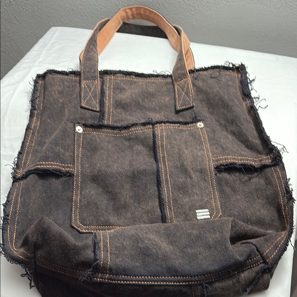 Rugged Brown Canvas Tote Bag with Sturdy Handles
